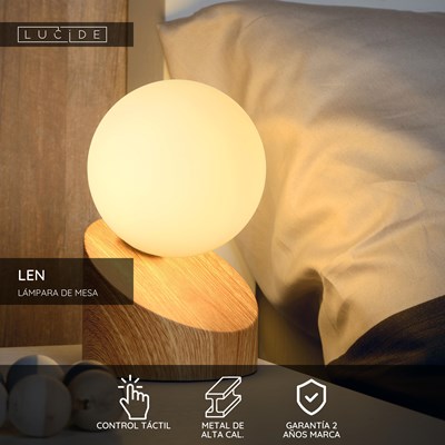 Lucide LEN - Lámpara de mesa - Ø 10 cm - 1xG9 - Madera ligera